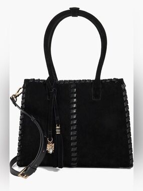 NEW NWT Dune London Black Suede Whipstitch Shoulder Bag w/ Crossbody & Bee Charm